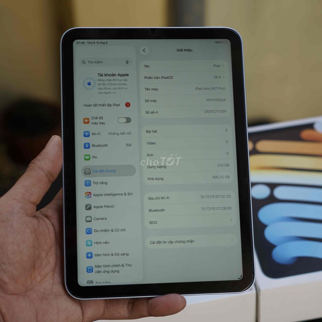 Apple iPad Mini 7 A17 Pro 8GB/512GB Wifi có bill. Mua bán Máy tính bảng tại Quận 12 Tp Hồ Chí Minh được đăng bởi Nguyễn Tài hình 1