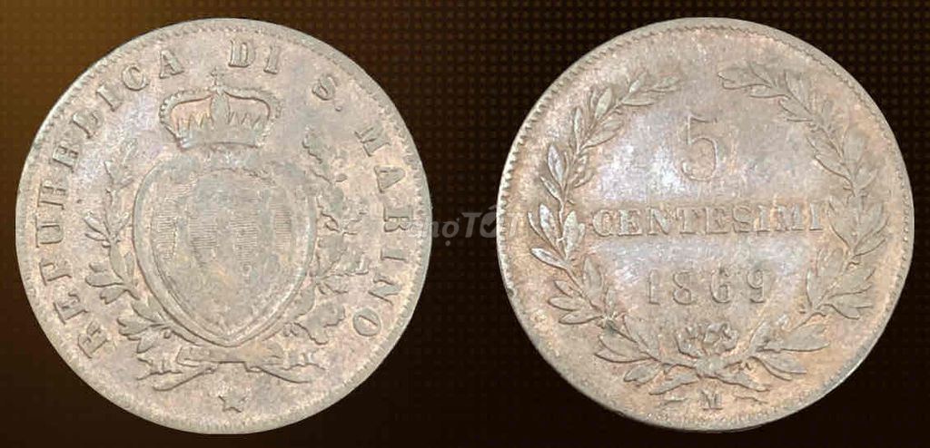 Tiền xu San Marino 5 Centesimi 1869-M. Mua bán Đồ sưu tầm, đồ cổ tại Quận Bình Tân Tp Hồ Chí Minh được đăng bởi Charlie Tanu hình 1