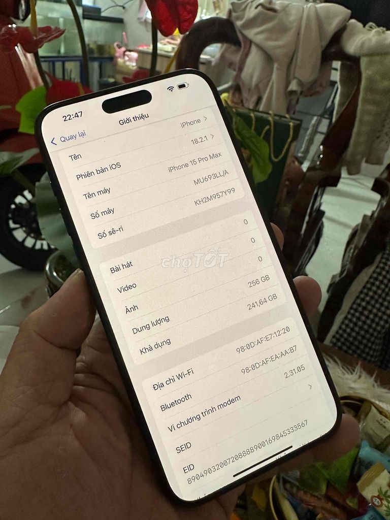 iPhone 15 prm 256G xanh qte Mỹ