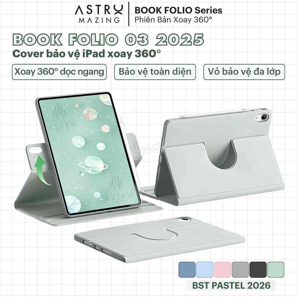 Bao da Astromazing Book Folio 03 Xám. Mua bán Phụ kiện (Màn hình, Chuột...) tại Quận Tân Phú Tp Hồ Chí Minh được đăng bởi Minh hình 1