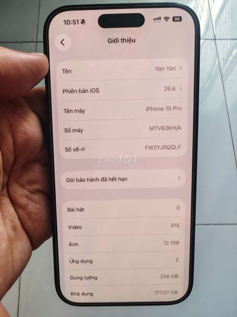Apple iPhone 15 Pro 256GB Xanh 98%. Mua bán Điện thoại tại Quận 5 Tp Hồ Chí Minh được đăng bởi Yan Auto  hình 1