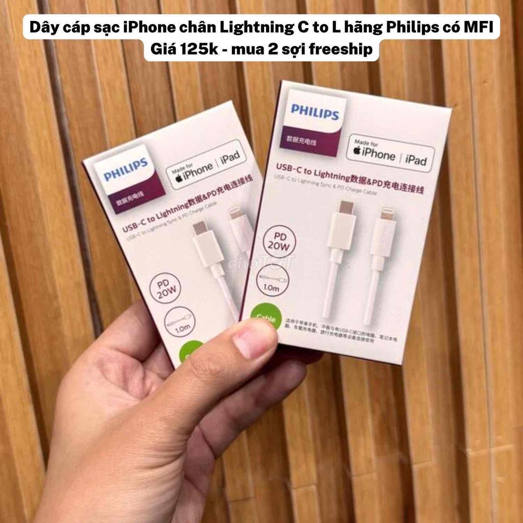 Dây cáp sạc iPhone chân Lightning CtoL hãng Philip