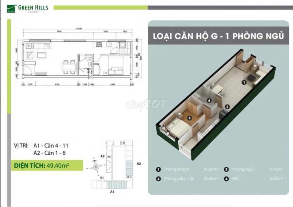 🎉Giảm sâu chỉ CÒN 1.690 tỷ CH 1pn+ rẻ nhất dự án Green Town Bình Tân.