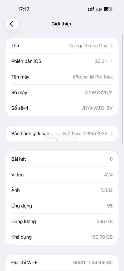Apple iPhone 16 Pro Max 256GB VNA. Mua bán Điện thoại tại Quận Hải An Hải Phòng được đăng bởi Bùi Xuân Duy hình 1