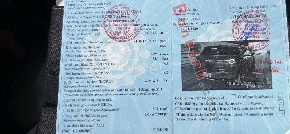 MINI Countryman 2014 – Kiểu dáng độc đáo. Mua bán Ô tô tại Quận Nam Từ Liêm Hà Nội được đăng bởi TRÂN VĂN BÌNH hình 1
