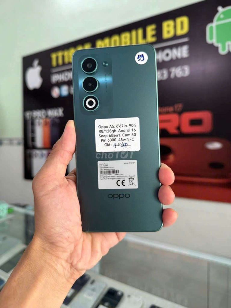 Oppo A5 Xanh 8GB/128GB Android 16. Mua bán Điện thoại tại Thành phố Thủ Dầu Một Bình Dương được đăng bởi TTMobileBD hình 1