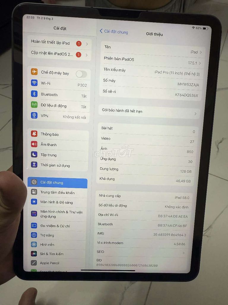 Apple iPad Pro M1 11 inch 128GB. Mua bán Máy tính bảng tại Quận Hoàng Mai Hà Nội được đăng bởi Quân hình 1