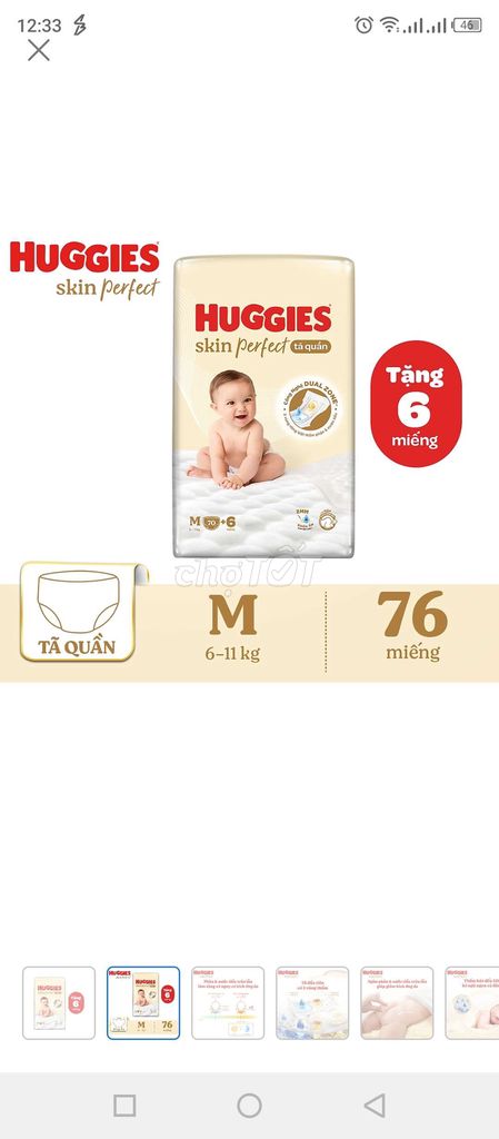 Tã quần Huggies Skin Perfect M Super Jumbo 70+6