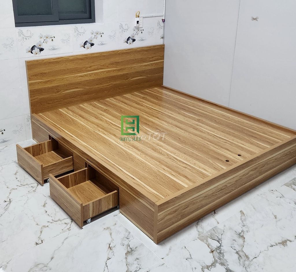 Giường ngủ Gỗ MDF Hiện đại 1m2 x 2m. Mua bán Giường, chăn ga gối nệm tại Thị xã Tân Uyên Bình Dương được đăng bởi Nội Thất Quang Hùng TD hình 1