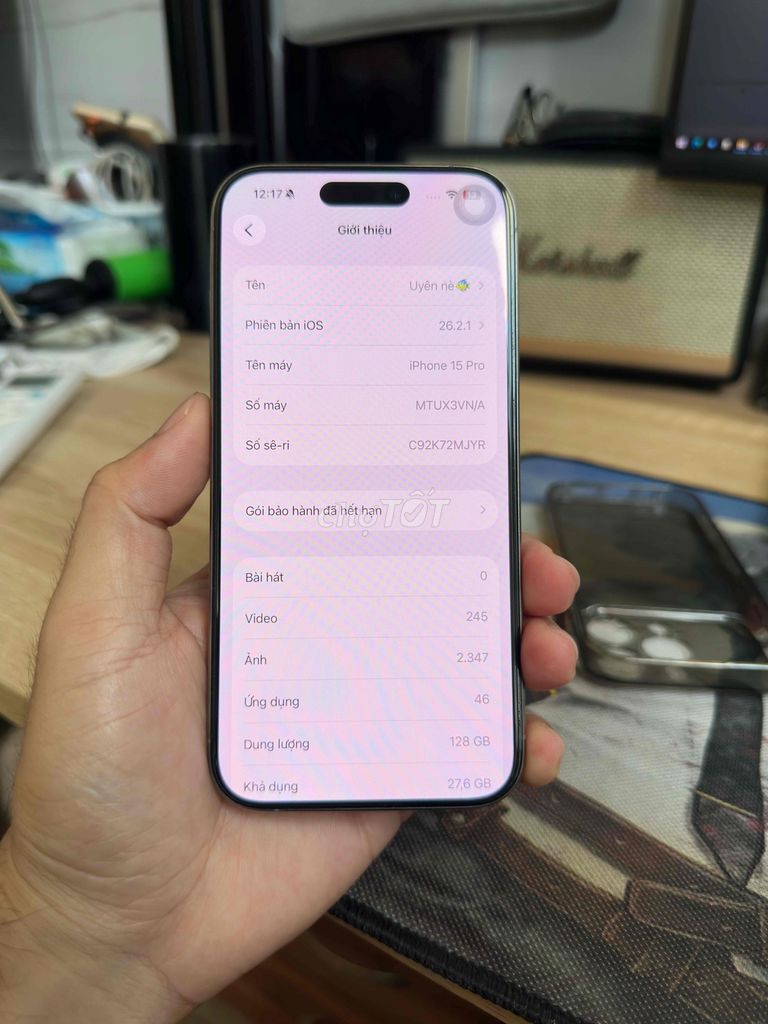 Apple iPhone 15 Pro 128GB chính hãng màu Titan. Mua bán Điện thoại tại Quận Cẩm Lệ Đà Nẵng được đăng bởi Công Danh hình 1