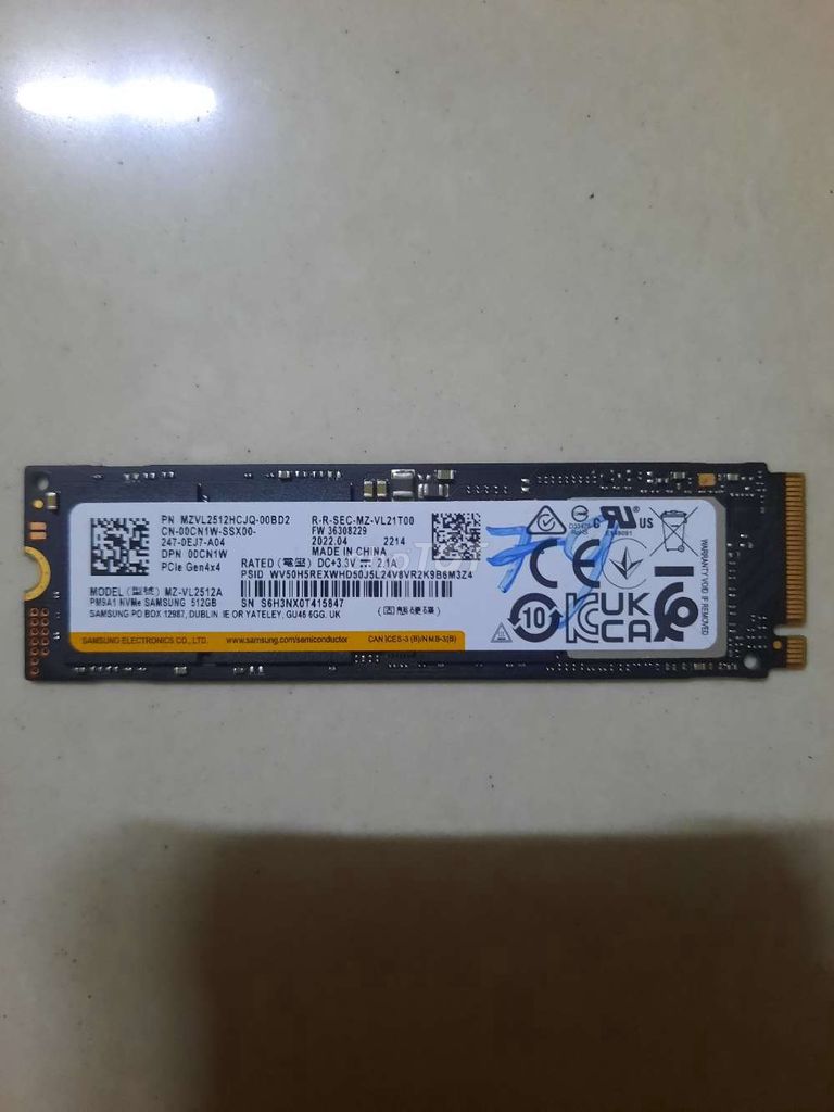 ssd nvme 512 samsung gen 4 sức khỏe 79%. Mua bán Linh kiện (RAM, Card...) tại Huyện Xuân Lộc Đồng Nai được đăng bởi Khang Tran hình 1