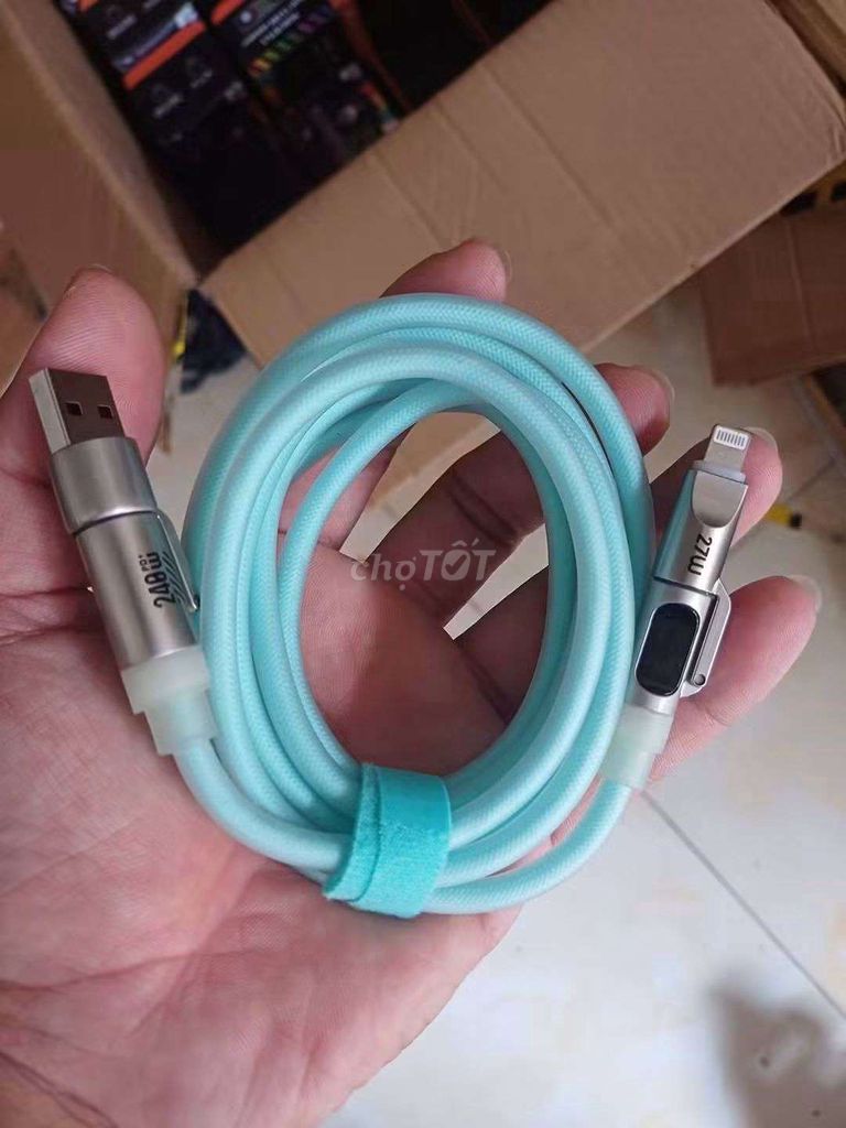 Cáp sạc dù silicone 1.8m 240W Xanh ngọc. Mua bán Phụ kiện (Màn hình, Chuột...) tại Huyện Yên Phong Bắc Ninh được đăng bởi Lê Văn Thêm hình 1