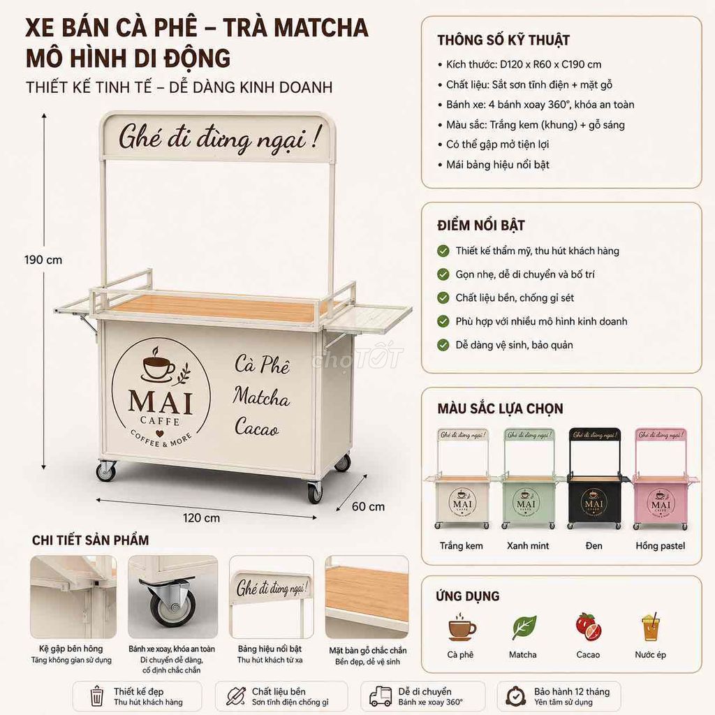 Xe đẩy bán hàng Sắt, gỗ Trắng kem. Mua bán Đồ chuyên dụng, Giống nuôi trồng tại Thành phố Cao Lãnh Đồng Tháp được đăng bởi Lê Hồng Phúc hình 1