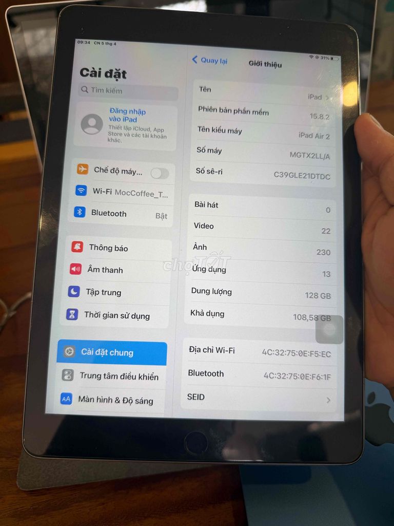 Apple iPad Air 2 128GB Xám. Mua bán Máy tính bảng tại Quận Phú Nhuận Tp Hồ Chí Minh được đăng bởi Thanh nam hình 1