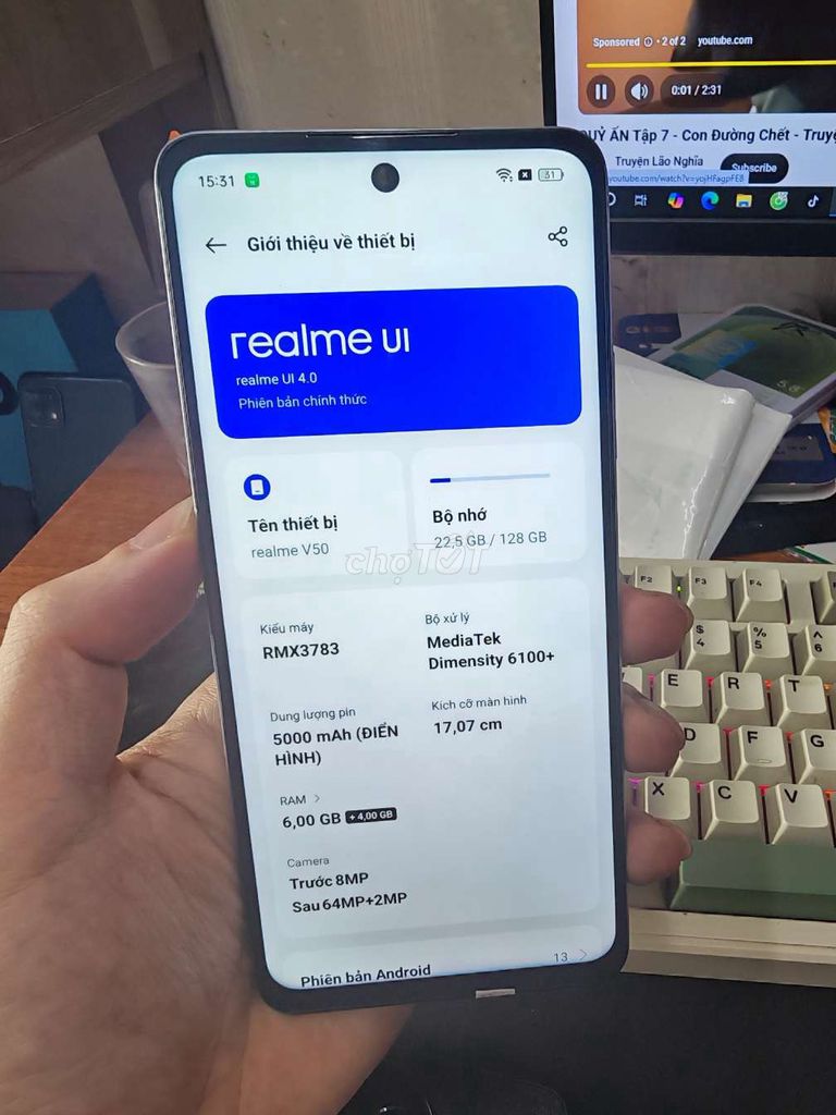 Realme V50 128GB Xanh 99%. Mua bán Điện thoại tại Quận Thanh Xuân Hà Nội được đăng bởi cửa hàng điện thoại giá rẻ hình 1