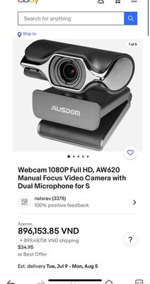AUSDOM AW620 Webcam 1080P Nội địa Mỹ Máy Mới