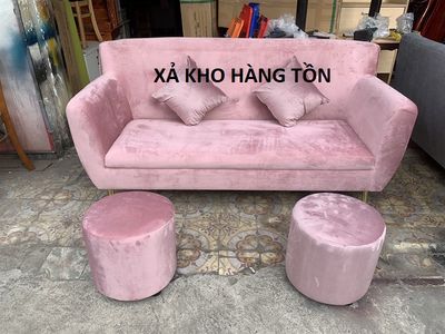 Bán 1 Bộ Sofa Vải Nhung Màu Hồng Tồn Kho
