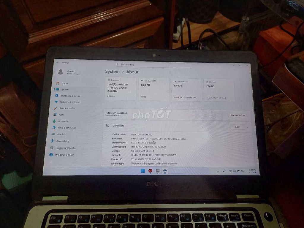 Dell Latitude E7450 i7 8GB/240GB. Mua bán Laptop tại Huyện Sốp Cộp Sơn La được đăng bởi Đặng Văn Nam hình 1
