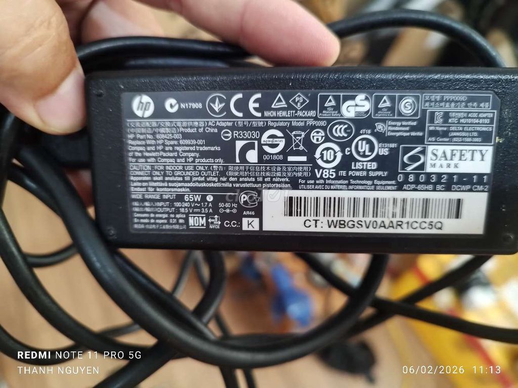 Sạc laptop HP 65W đầu to. Mua bán Phụ kiện (Màn hình, Chuột...) tại Quận Ninh Kiều Cần Thơ được đăng bởi Thanh Nguyen hình 1