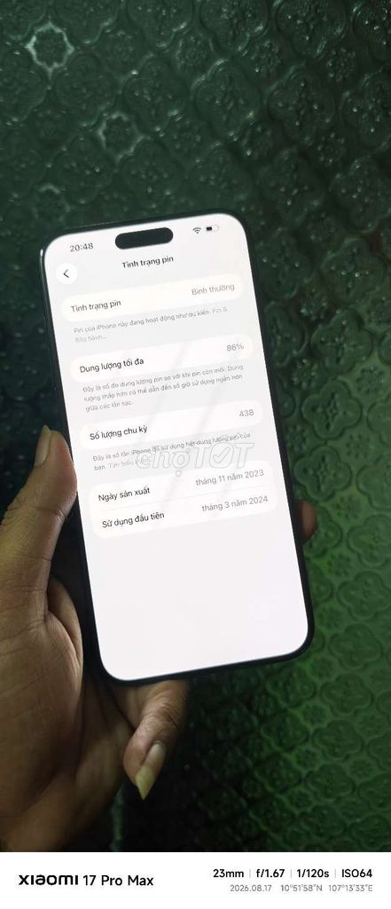 Apple iPhone 15 Pro Max 256GB Đen 11/2023. Mua bán Điện thoại tại Huyện Xuân Lộc Đồng Nai được đăng bởi kendalk hình 1