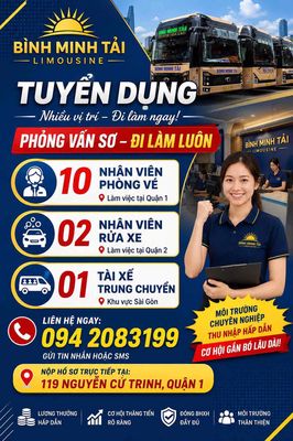 Việc làm Quận 1 Tp Hồ Chí Minh - Tuyển Công việc khác BÌNH MINH TẢI Limousine lương Đến 9 triệu/tháng