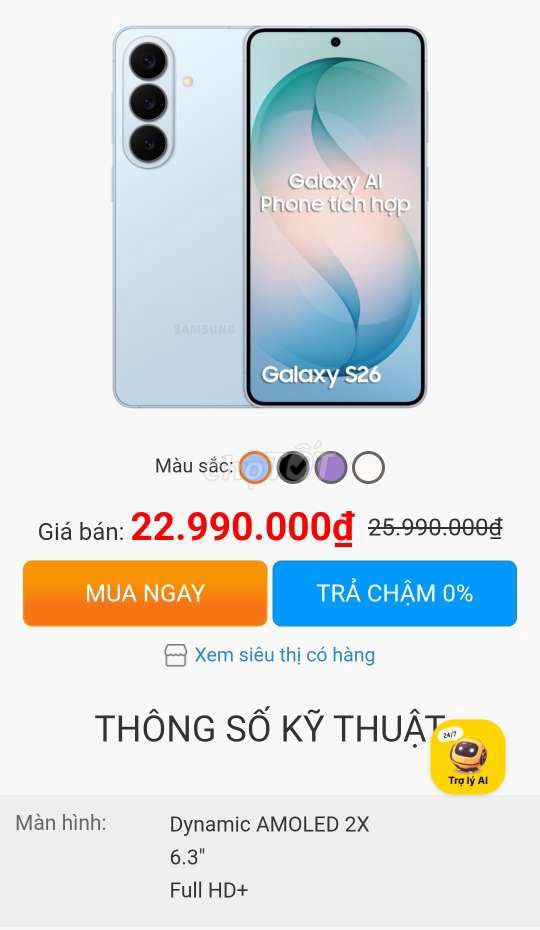 Samsung Galaxy S26 5G New Chính Hãng SSVN 😍😍😍. Mua bán Điện thoại tại Quận Hải Châu Đà Nẵng được đăng bởi MiPhone hình 1