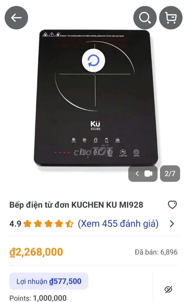 Bếp điện từ KUCHEN KU MI928 Đen. Mua bán Bếp, lò, đồ điện nhà bếp tại Quận Bình Tân Tp Hồ Chí Minh được đăng bởi Yên Bình hình 1