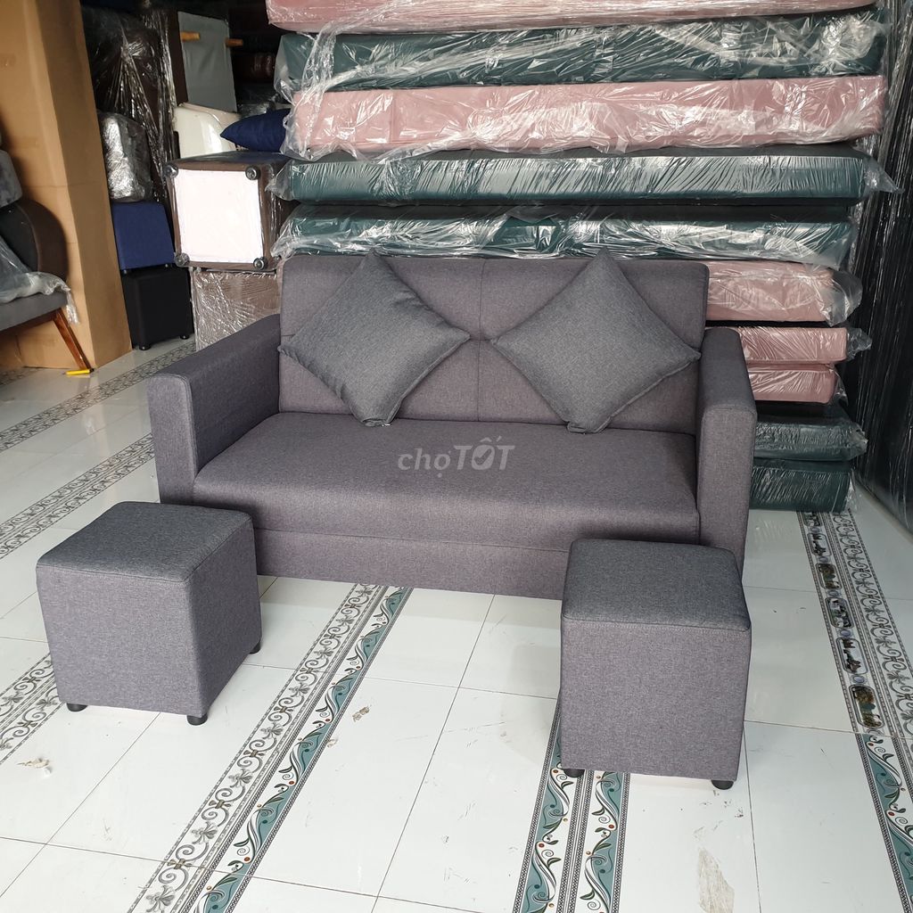 Bộ sofa băng dài 1m4 vải xám siêu xinh hàng mới