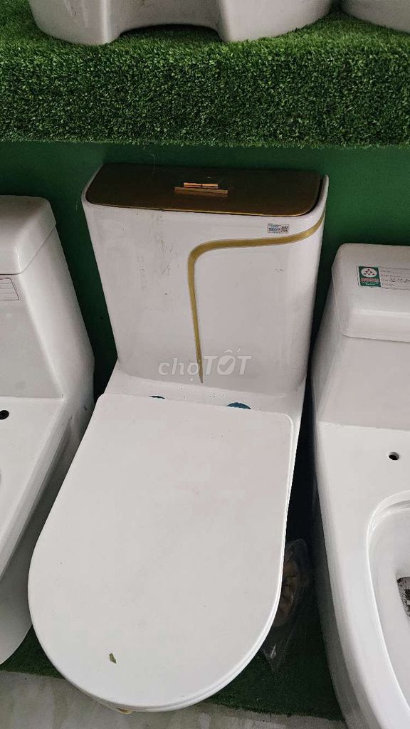 Bồn cầu liền khối Trắng vàng. Mua bán Thiết bị vệ sinh, nhà tắm tại Quận Cái Răng Cần Thơ được đăng bởi  Tuấn hình 1