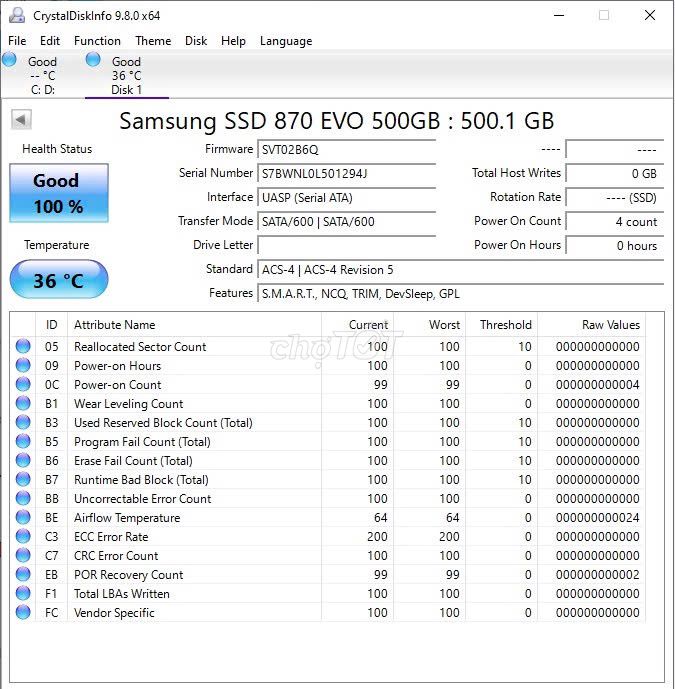 Ổ cứng SSD Samsung 870 EVO 500GB Mới. Mua bán Linh kiện (RAM, Card...) tại Quận Tân Bình Tp Hồ Chí Minh được đăng bởi Đào Hữu Tín hình 1