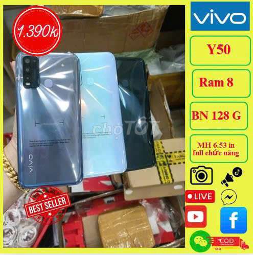 Vivo Y50 Ram 8 BN 128G mới keng bao xài