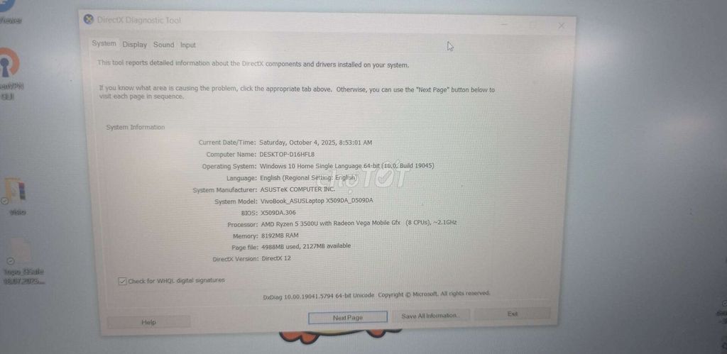 Asus VivoBook x509Da 8GB Ram, SSD 256, màn 15,6. Mua bán Laptop tại Quận Ba Đình Hà Nội được đăng bởi Việt Anh hình 2