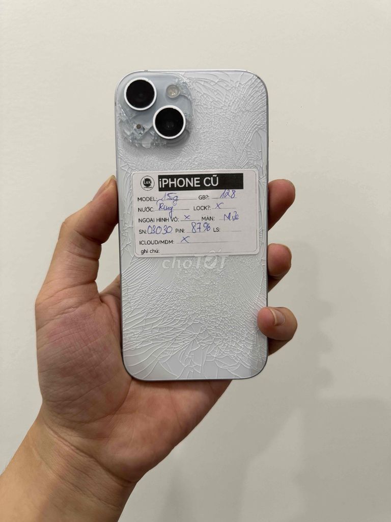 Apple iPhone 15 128GB Trắng vỡ màn hình. Mua bán Điện thoại tại Quận Nam Từ Liêm Hà Nội được đăng bởi Luxthumua Tây Mỗ hình 1