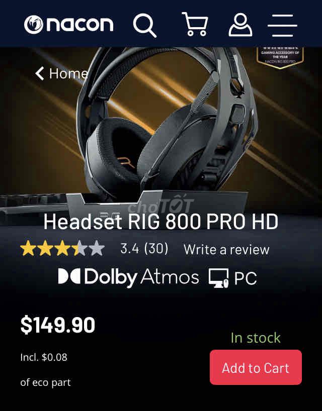 Tai Gaming không dây Mỹ có Dolby Atmos Rig 800 Pro