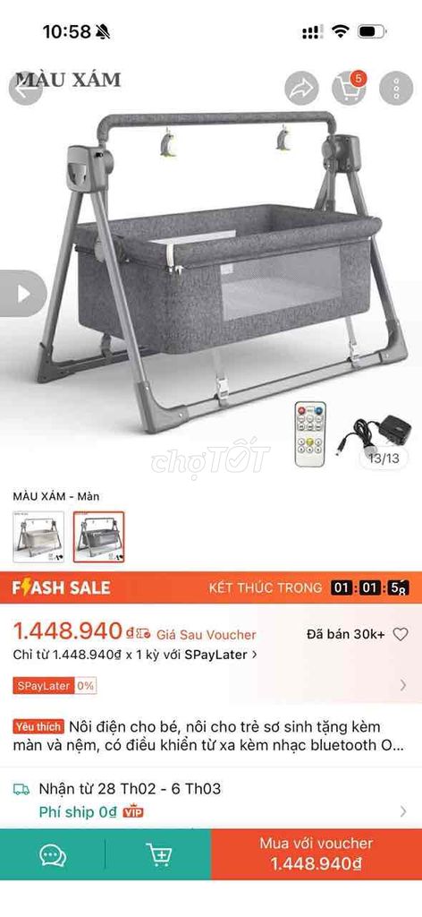 Nôi điện trẻ sơ sinh Xám. Mua bán Mẹ và bé tại Huyện Củ Chi Tp Hồ Chí Minh được đăng bởi Bình hình 1