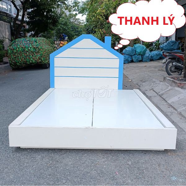 Giường Gỗ Trắng Xanh 2 Hộc Chứa Đồ,giường ngủ MDF. Mua bán Giường, chăn ga gối nệm tại Quận 12 Tp Hồ Chí Minh được đăng bởi Thanh lý Nội thất giá sỉ hình 1