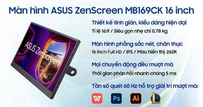 Màn hình di động ASUS ZenScreen MB169CK 15.6 inch. Mua bán Phụ kiện (Màn hình, Chuột...) tại Thành phố Cao Lãnh Đồng Tháp được đăng bởi Nguyên Phan Hoài Khương  hình 1