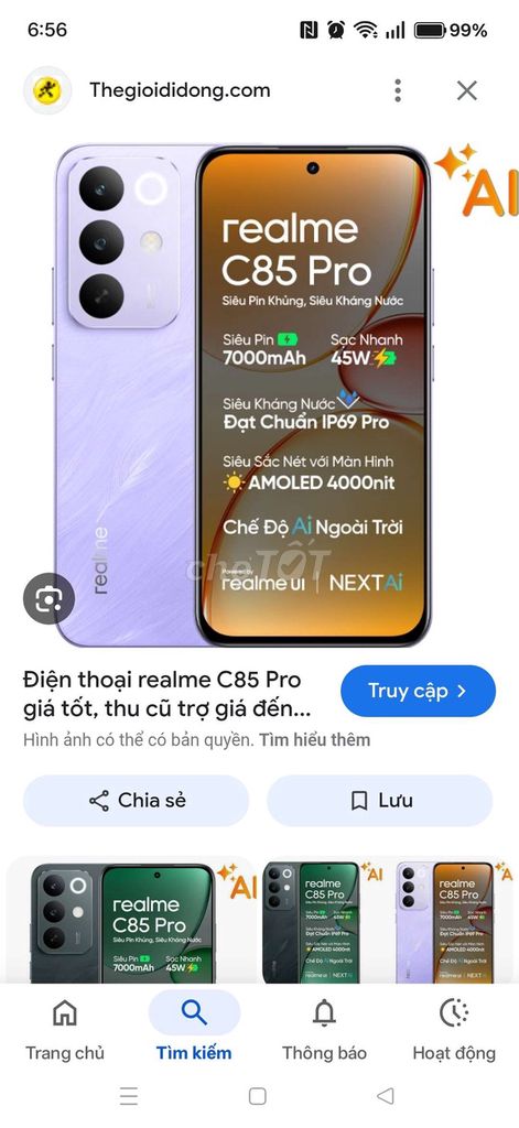 Realme C85 Pro Tím. Mua bán Điện thoại tại Quận Gò Vấp Tp Hồ Chí Minh được đăng bởi Nguyễn Hoàng hình 1
