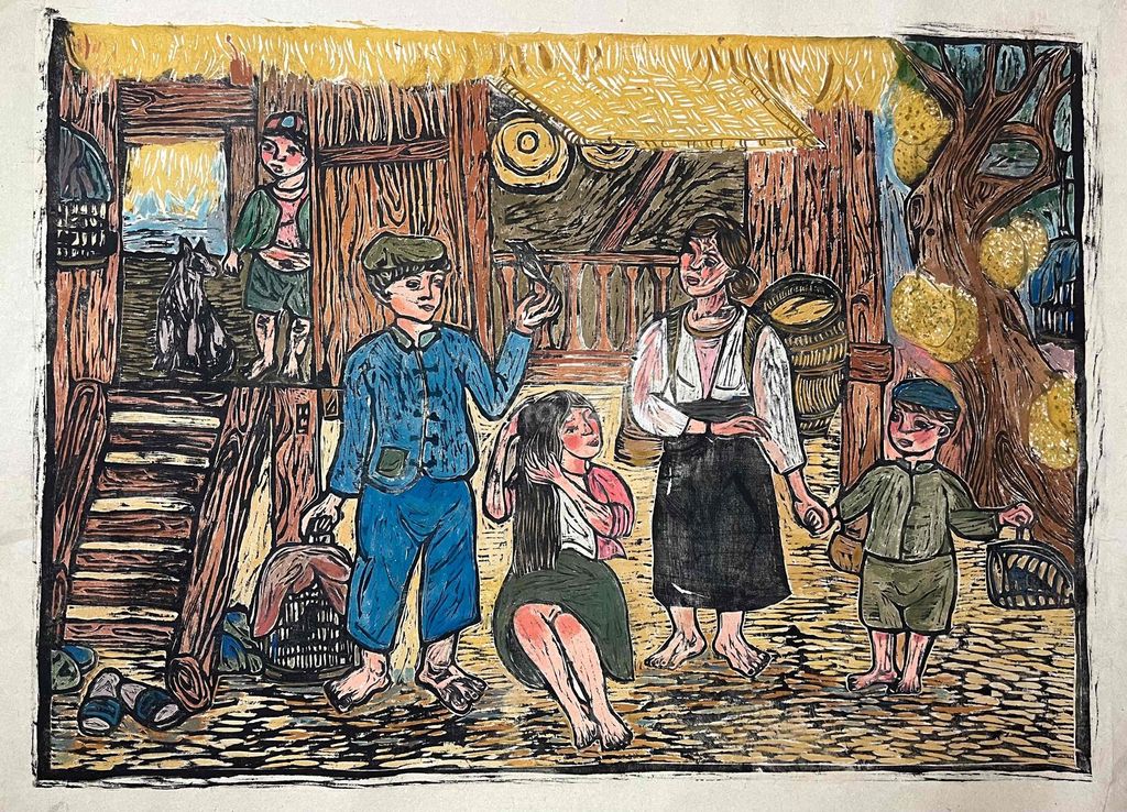 Tranh khắc gỗ Sinh hoạt dân gian 68x48cm. Mua bán Đồ sưu tầm, đồ cổ tại Quận Hà Đông Hà Nội được đăng bởi Nguyen Thi Hong Anh hình 1