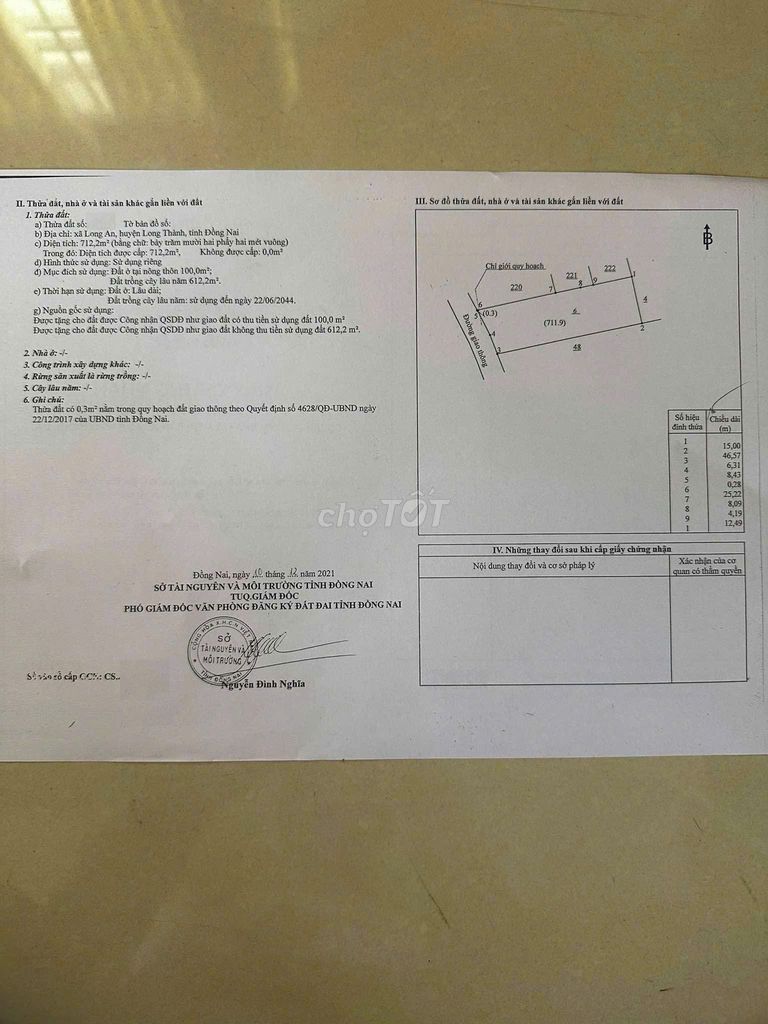 kho 712m Sau Lưng UBND xã Long An Long Thành  Cần Bán Gấp