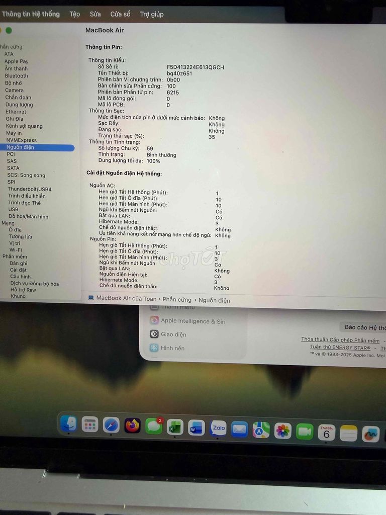 Apple MacBook Air M1 8GB/256GB Đã sử dụng. Mua bán Laptop tại Quận Nam Từ Liêm Hà Nội được đăng bởi Toan Hoang hình 1