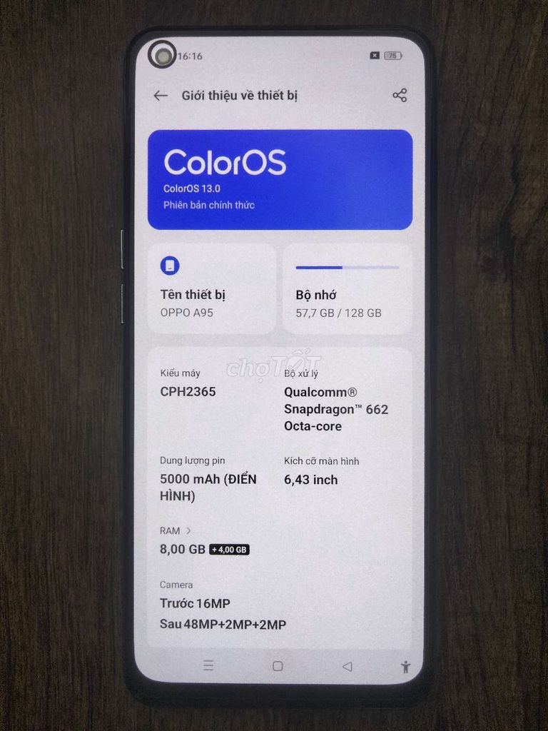 OPPO A95 4G 128GB Trắng. Mua bán Điện thoại tại Thành phố Thủ Đức Tp Hồ Chí Minh được đăng bởi Vien Nguyen hình 1