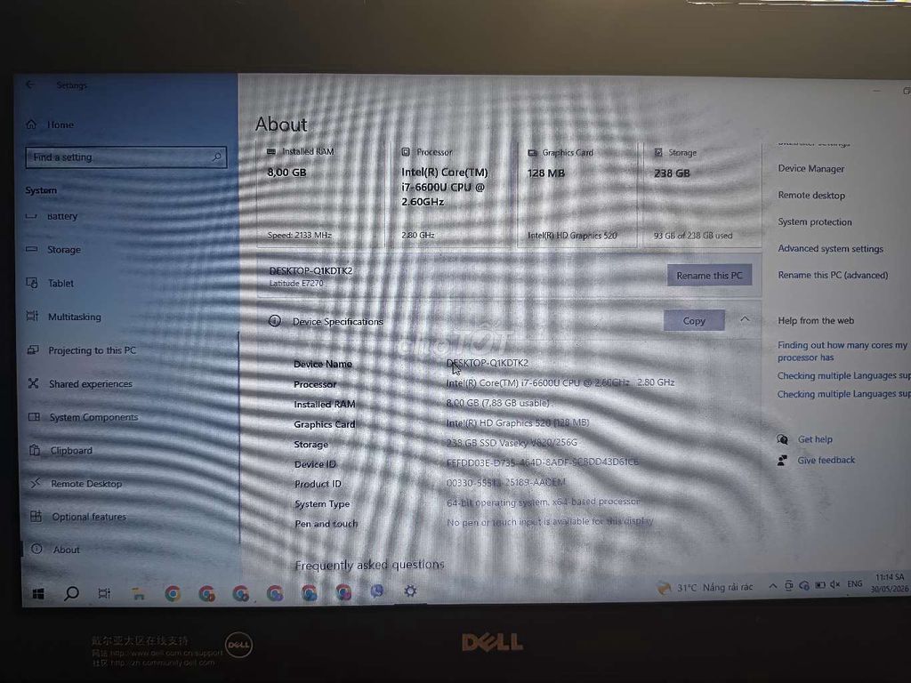Dell Laptop i7 Gen 6 8GB/256GB. Mua bán Laptop tại Quận Hoàng Mai Hà Nội được đăng bởi Tân Phan hình 1