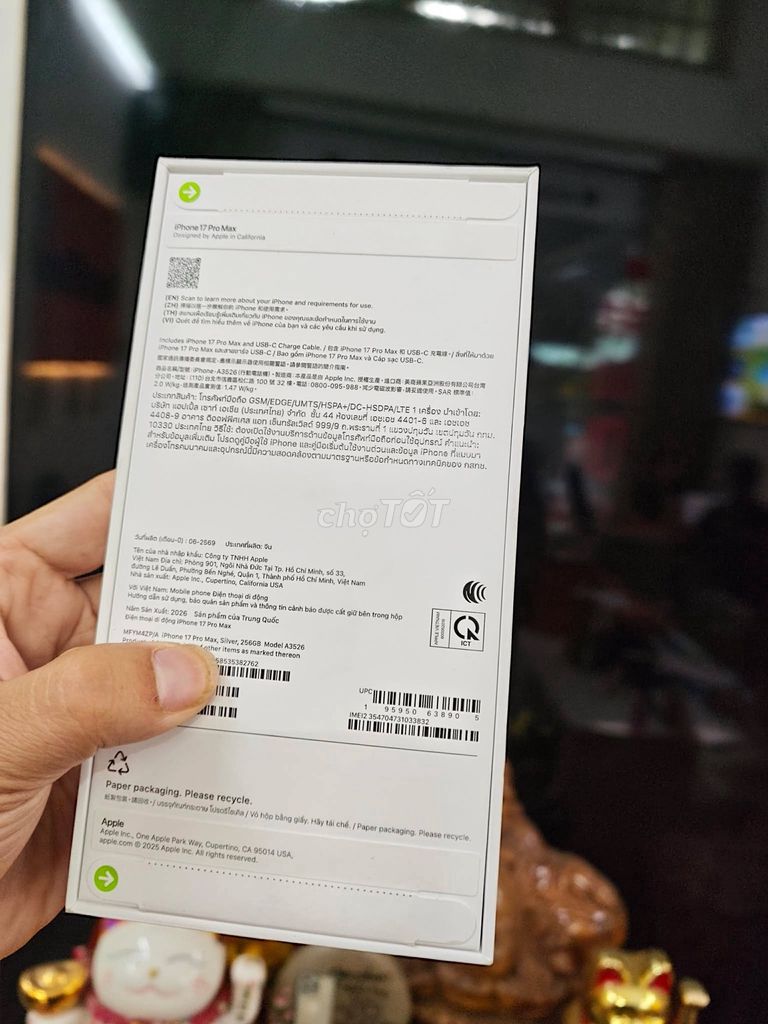 iPhone 17 Pro Max 256G Trắng New seal hãng ZP/A. Mua bán Điện thoại tại Quận Hải Châu Đà Nẵng được đăng bởi Your Phone hình 1