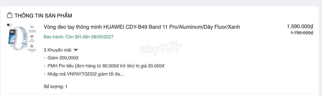 Huawei CDY-B49 Band 11 Pro Xanh. Mua bán Thiết bị đeo thông minh tại Quận Gò Vấp Tp Hồ Chí Minh được đăng bởi lê công minh hình 1