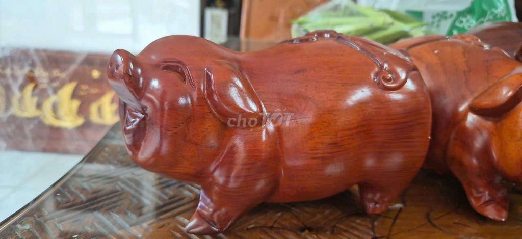 TƯỢNG GỖ HEO TỨ QUÝ VOI BẢN ĐÔN
