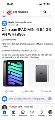 IPAD MINI 6 64GB BẢN VN WIFI 99% Gray. Mua bán Máy tính bảng tại Huyện Thới Bình Cà Mau được đăng bởi ĐINH THẾ