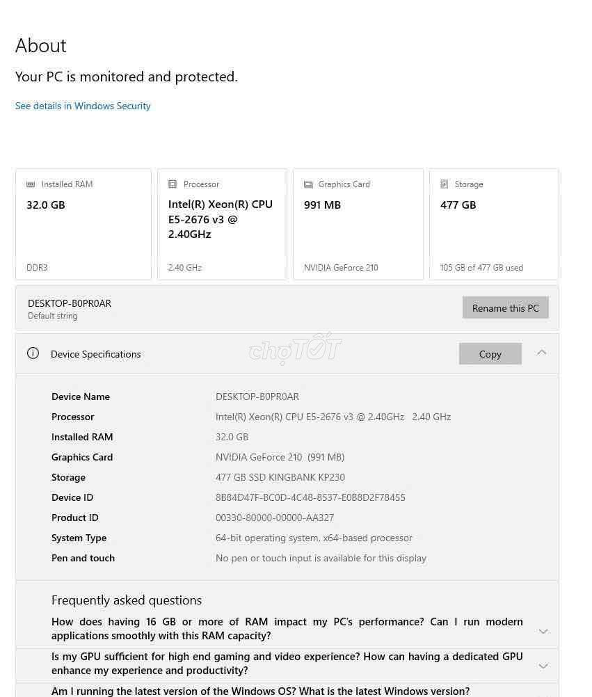 Intel Xeon X99 E5-2676 v3 32GB/512GB GT210. Mua bán Máy tính để bàn tại Thành phố Phan Thiết Bình Thuận được đăng bởi Đan Nguyên hình 1