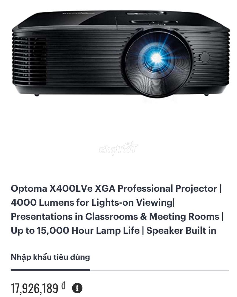 Bộ máy chiếu Optoma X400LVE đẹp mới + màn chiếu. Mua bán Đồ dùng văn phòng tại Huyện Bình Chánh Tp Hồ Chí Minh được đăng bởi Trần Đạt Phát hình 1