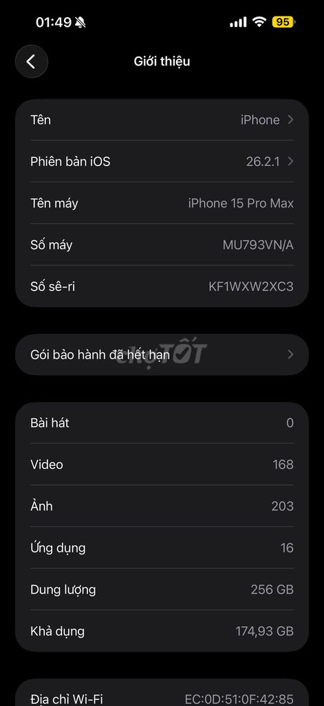 Apple iPhone 15 Pro Max 256GB. Mua bán Điện thoại tại Huyện Kiến Thuỵ Hải Phòng được đăng bởi Đức Trung hình 1